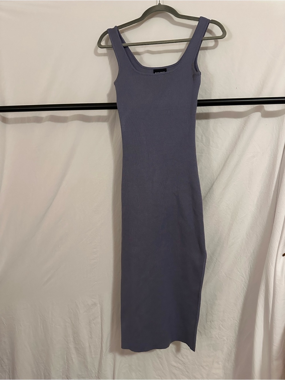 Scoop Neck Ribbed Maxi Dress in Dusty Blue